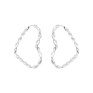 Brinco Argola Coração Fio Torcido 3cm Prata 925 Legítima