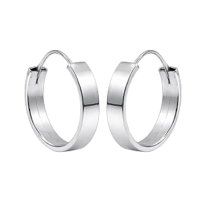 Brinco Argola Redondo Aro Quadrado 5mm x 2,2cm (G) Prata 925 Legítima