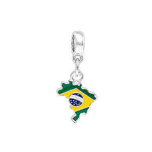 Berloque Mapa do Brasil Torcida Prata 925 Legítima