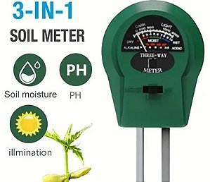 Testador de Solo 3 em 1 - Sem Bateria - Detecção de pH, Umidade e Luz