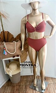 Biquíni marrom alça detalhes