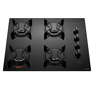 Cooktop 4 Bocas Atlas Preto Com Mesa De Vidro U Top Bivolt