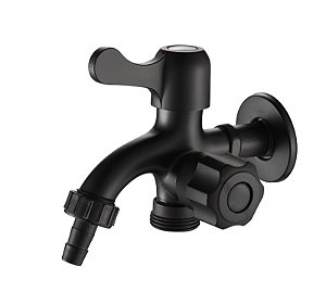 Torneira Metal Para Tanque Com Duas Saídas 1/4 Volta Preto