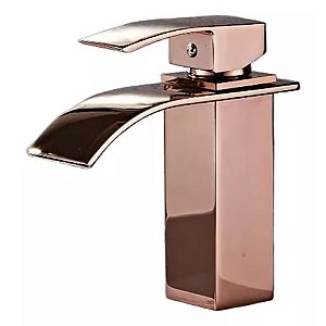Torneira Cascata Monocomando Banheiro Lavabo Rose Gold Luxo