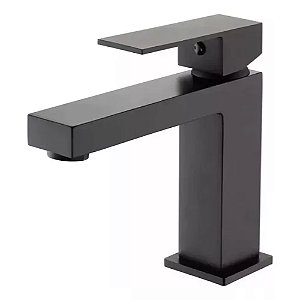 Torneira Monocomando Banheiro Quadrada Baixa Preto Fosco