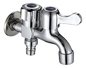 Torneira Dupla para Tanque e Máquina de Lavar Cromada Metal