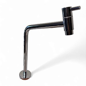 Torneira 45° Bica Alta Prateado Cromado COMP-07