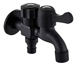 Torneira Dupla Tanque Jardim Metal Preto Fosco DC-TF-6702P