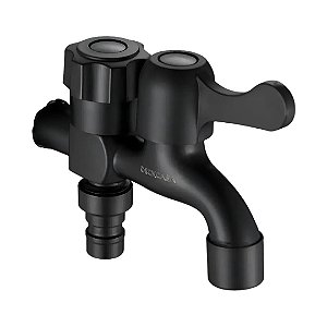 Torneira Dupla Tanque Jardim Metal Preto Fosco DC-TF-6702P