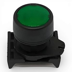 Botão Faceado 22mm Verde Luminoso Pulsador Giovenzana