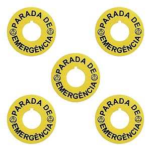 Kit 5 Unidade Etiquetas Botão Emergência 22mm Adequação Nr12