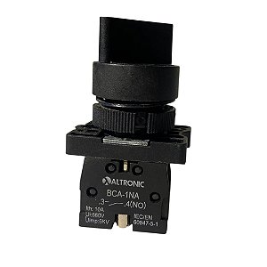 Chave Comutadora 22mm 2 Posições BCA1NA Com Retenção Preto