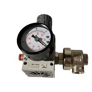 Regulador Pressão Modular P/ Camozzi MD1-R000 com Manômetro