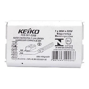 Reator convencional 1 x 26w 2p 220v keiko fcd 261-226b