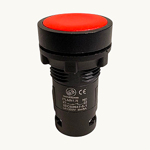 KIT 5 Botão Pulsador 22mm Vermelho Giovenzana - PLMN1.N