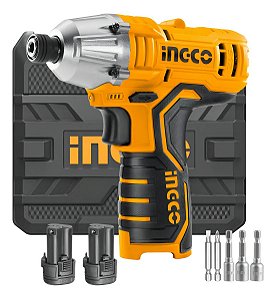 Parafusadeira de Impacto INGCO 1/4″ a Bateria 12 V – Kit Completo com 2 Baterias de 1,5 Ah