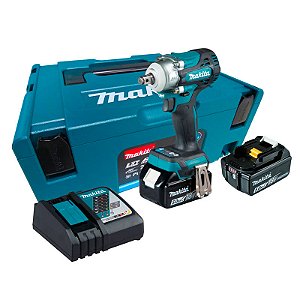 Chave de Impacto a Bateria Makita DTW300RTJ 18V LXT Brushless 1/2" 330Nm com 2 Baterias 5,0Ah, Carregador e Maleta MAKPAC