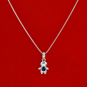Colar Mini Menino com Zircônia Azul em Prata 925