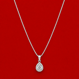 Colar Gota Cravejada em Prata 925