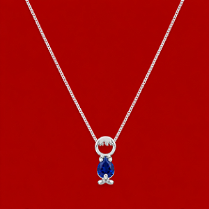 Colar Menino com Roupa de Zircônia Azul em Prata 925