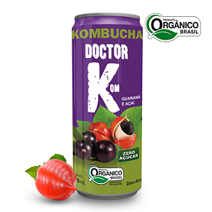 Kombucha Orgânica Zero Açúcar Doutor K Guaraná e Açaí 350 ml
