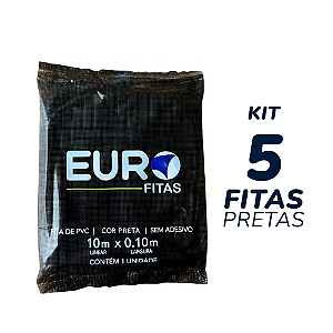 Kit 05 Unidades Fita de Pvc para Instalação de Ar Condicionado 10mx0,10m - Preta