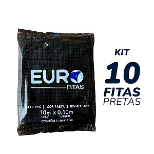 Kit 10 Unidades Fita de Pvc para Instalação de Ar Condicionado 10mx0,10m - Preta