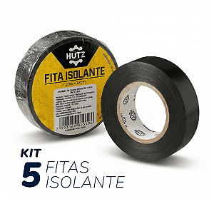 Kit 5 Fitas Isolante Adesiva Reforçado 20m X 1,8cm Hutz