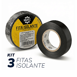 Kit 3 Fitas Isolante Adesiva Reforçado 20m X 1,8cm Hutz