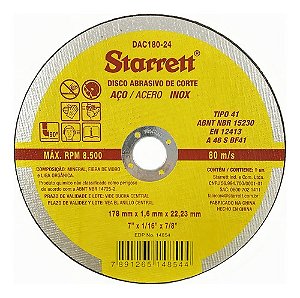 Corte Dac18024 Disco Amarelo 180 Mm Unidade Starret