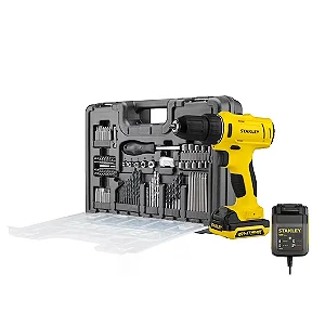 Kit Parafusadeira/Furadeira De Impacto 3/8" 10mm 12V Max Íon De Lítio Com 100 Acessórios Stanley