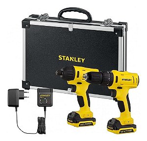 Combo Parafusadeira E Furadeira De Impacto 3/8" 10mm 1/4" 6,35mm 12V Max Li-Ion Vvr 2 Baterias 1,5Ah Stanley