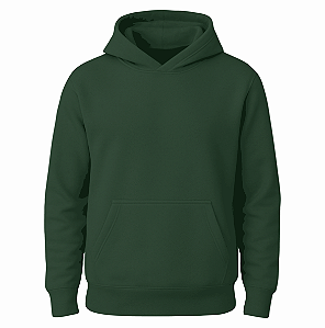 Moletom Canguru Verde Musgo em Moletom 3 Cabos Peluciado Adulto