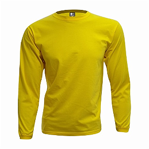 Camiseta Adulto M.Longa Amarelo Canário em Algodão Penteado Fio 30.1 – Premium