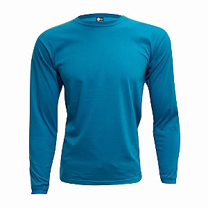 Camiseta Adulto M.Longa Azul jade em Algodão Penteado Fio 30.1 – Premium