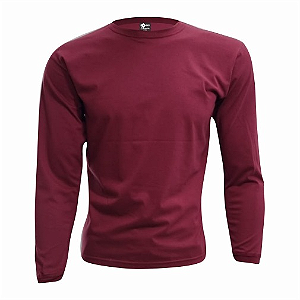 Camiseta Adulto M.Longa Bordô em Algodão Penteado Fio 30.1 – Premium