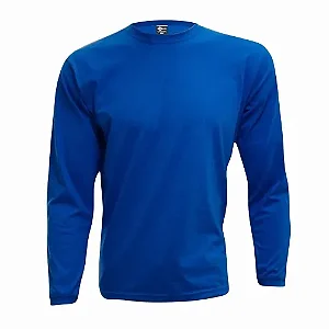 Camiseta Adulto M.Longa Azul Royal em Algodão Penteado Fio 30.1 – Premium