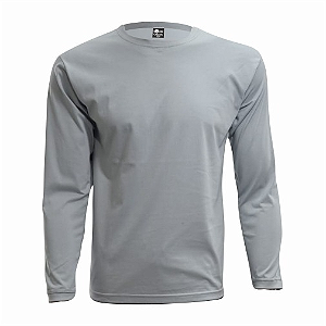 Camiseta Adulto M.Longa Cinza Claro em Algodão Penteado Fio 30.1 – Premium