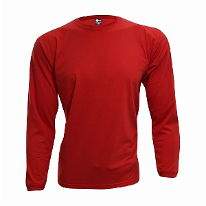 Camiseta Adulto M.Longa Vermelha em Algodão Penteado Fio 30.1 – Premium