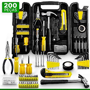 Kit de Ferramentas 200 Peças com Maleta – Completo p/ Serviços Gerais
