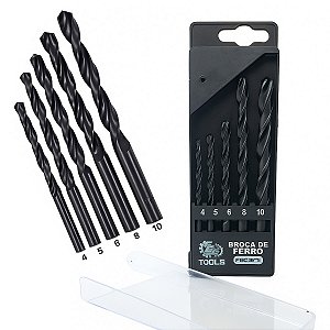 Jogo Brocas Aço Rápido Metal 4 à 10mm 5 Peças Titânio