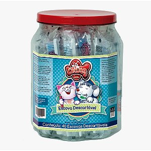 Pote com 40 Kits Escova Descartável + Creme Misto 5g Catdog Único