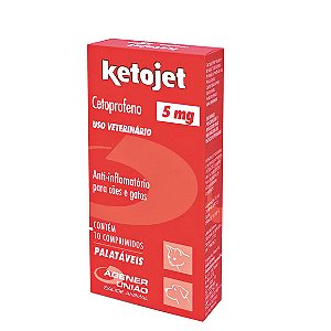 Ketojet 5mg Anti-inflamatório para Cães e Gatos 10 comprimidos