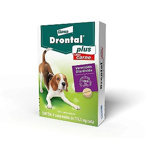 Vermífugo Drontal Plus Cães até 10kg Sabor Carne 4 Comprimidos