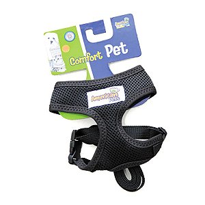 Guia e Peitoral Confort American Pets Preto G