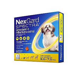 NexGard Spectra Antipulgas e Vermífugo Cães 3,6kg a 7,5kg 1 tablete