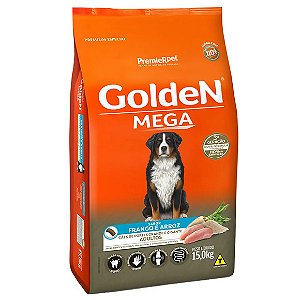 Ração Golden Mega para Cães Adultos Raças Grandes Frango e Arroz 15 kg
