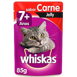 Ração Úmida Whiskas Sachê Carne Jelly Gatos Adultos Sênior 7+ Anos 85 g
