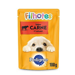 Ração Úmida Pedigree Sachê Cães Filhotes Carne ao Molho 100 g