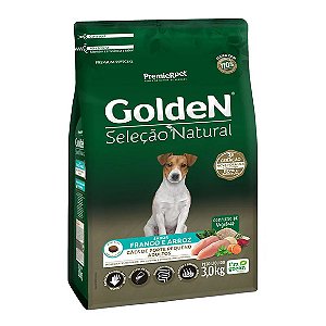 Ração Golden Seleção Natural Cães Adultos Porte Pequeno Frango e Arroz Mini Bits 3 kg